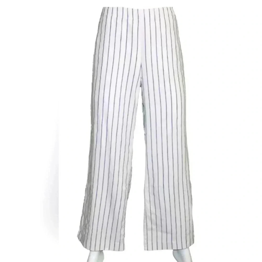 Lands' End White and Black Striped Trousers